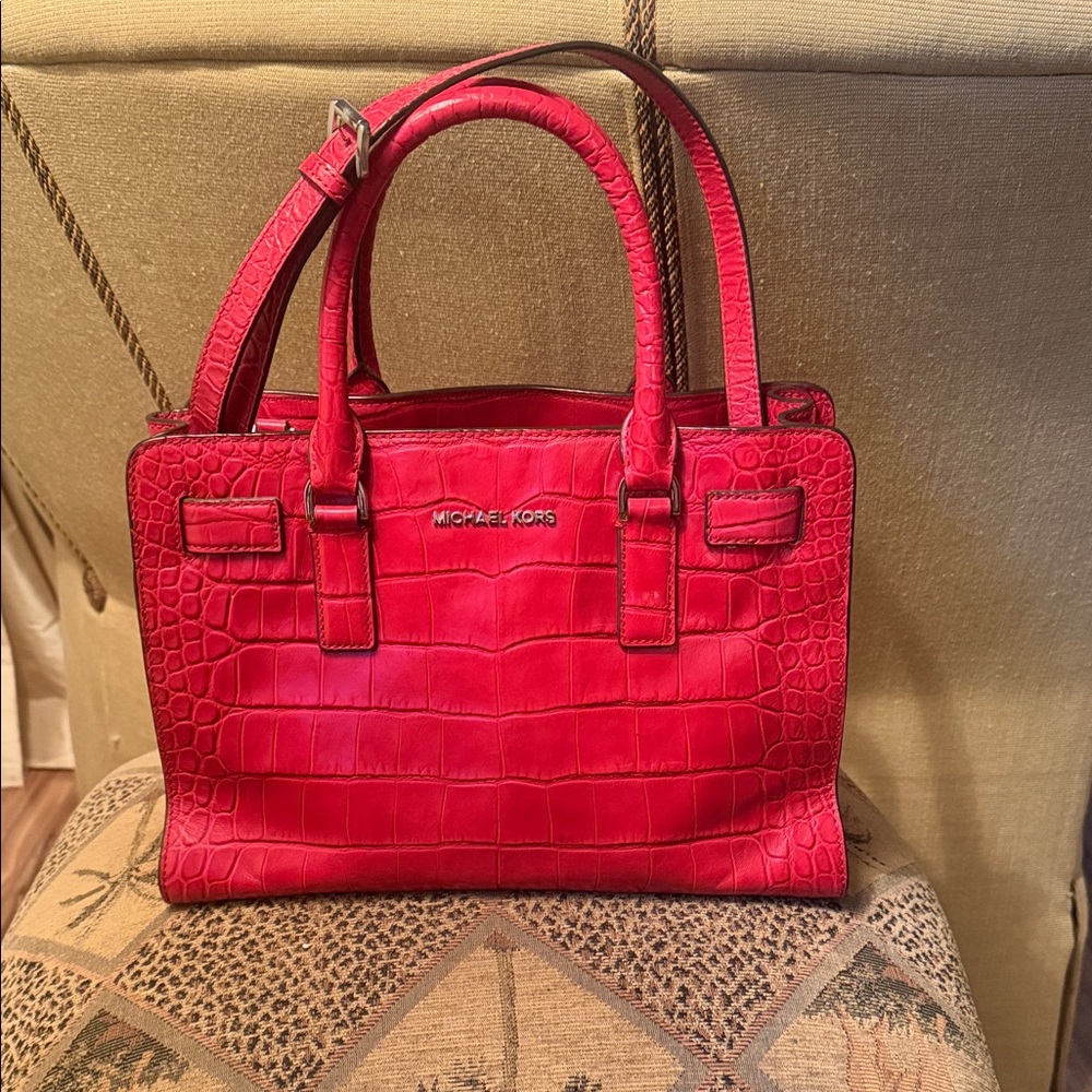 Michael Kors Vibrant Red Crocodile Satchel